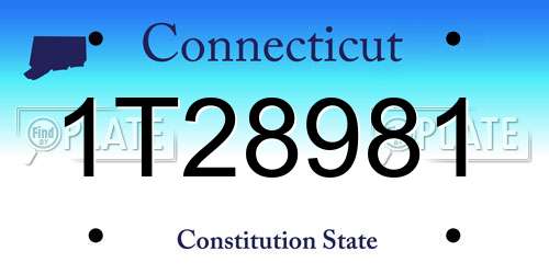 1T28981 Connecticut License Plate