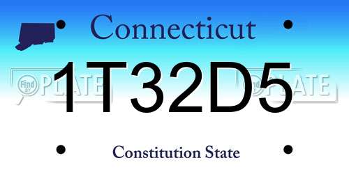 1T32D5 Connecticut License Plate