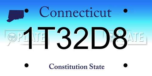1T32D8 Connecticut License Plate