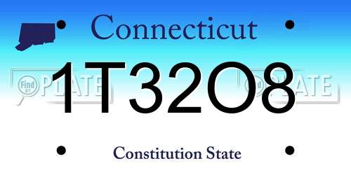 1T32O8 Connecticut License Plate