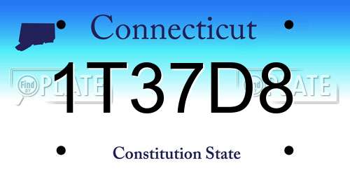 1T37D8 Connecticut License Plate