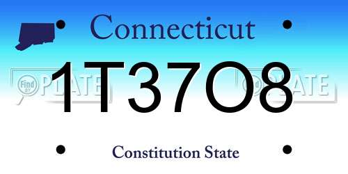1T37O8 Connecticut License Plate