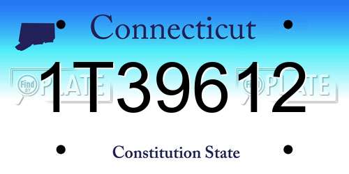 1T39612 Connecticut License Plate