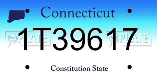 1T39617 Connecticut License Plate