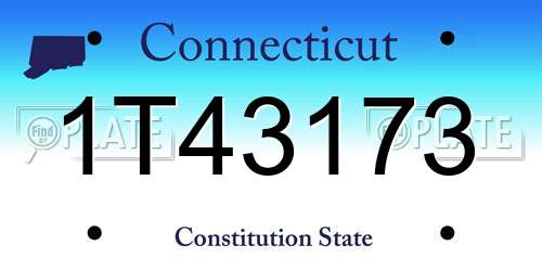 1T43173 Connecticut License Plate