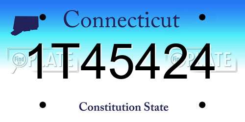 1T45424 Connecticut License Plate