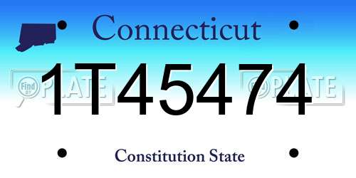 1T45474 Connecticut License Plate