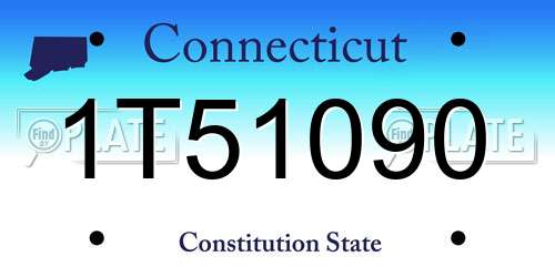 1T51090 Connecticut License Plate