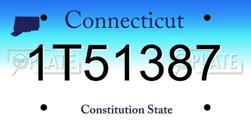 1T51387 Connecticut License Plate