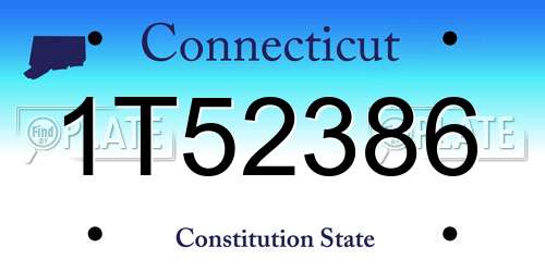 1T52386 Connecticut License Plate
