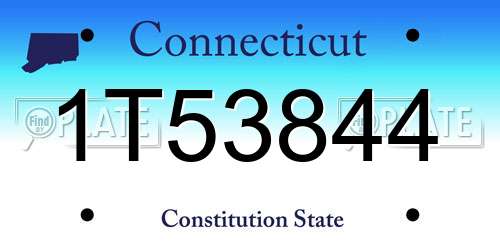 1T53844 Connecticut License Plate