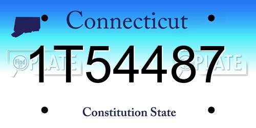 1T54487 Connecticut License Plate