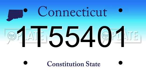 1T55401 Connecticut License Plate