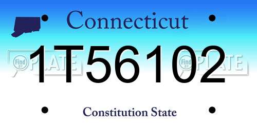 1T56102 Connecticut License Plate