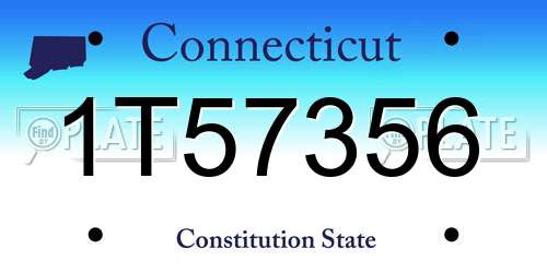1T57356 Connecticut License Plate