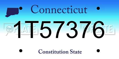 1T57376 Connecticut License Plate