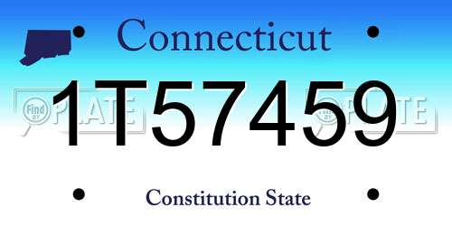 1T57459 Connecticut License Plate