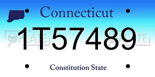 1T57489 Connecticut License Plate