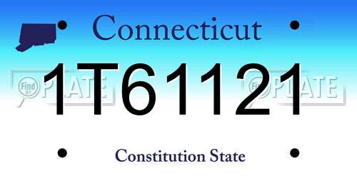 1T61121 Connecticut License Plate