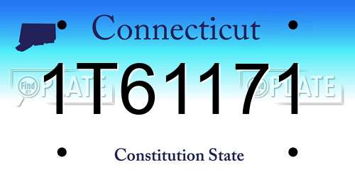 1T61171 Connecticut License Plate