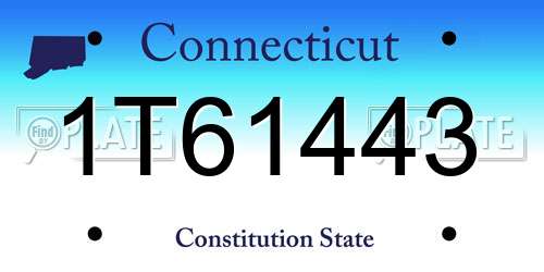 1T61443 Connecticut License Plate