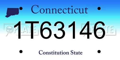 1T63146 Connecticut License Plate