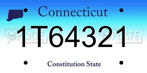 1T64321 Connecticut License Plate