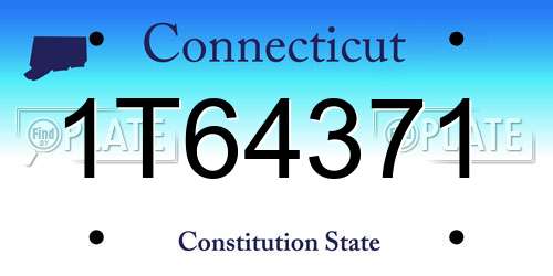 1T64371 Connecticut License Plate