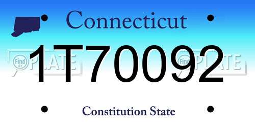 1T70092 Connecticut License Plate
