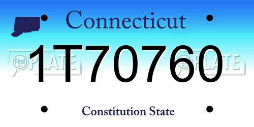 1T70760 Connecticut License Plate