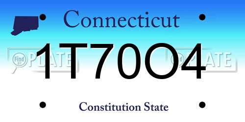 1T70O4 Connecticut License Plate