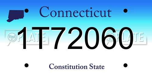 1T72060 Connecticut License Plate