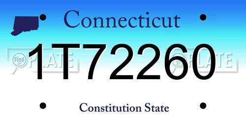 1T72260 Connecticut License Plate