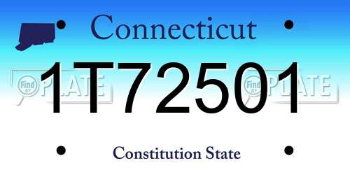 1T72501 Connecticut License Plate