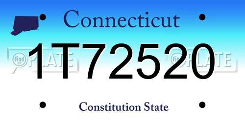 1T72520 Connecticut License Plate