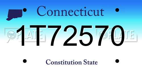 1T72570 Connecticut License Plate