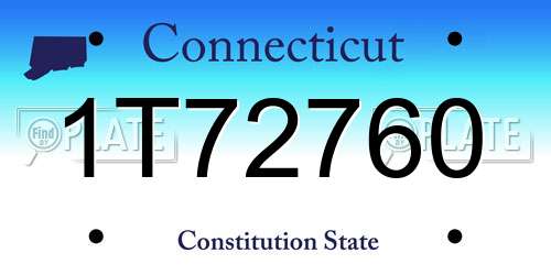 1T72760 Connecticut License Plate