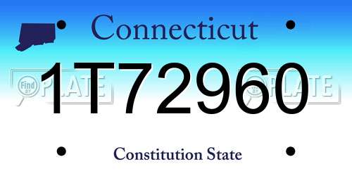 1T72960 Connecticut License Plate