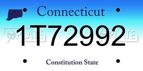 1T72992 Connecticut License Plate
