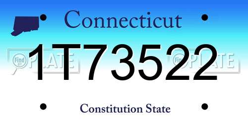 1T73522 Connecticut License Plate