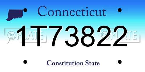1T73822 Connecticut License Plate