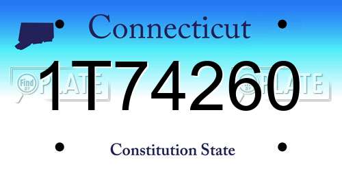 1T74260 Connecticut License Plate