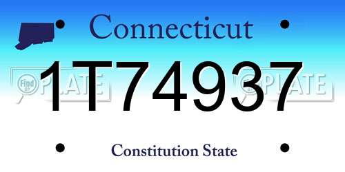 1T74937 Connecticut License Plate