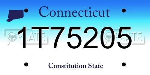 1T75205 Connecticut License Plate