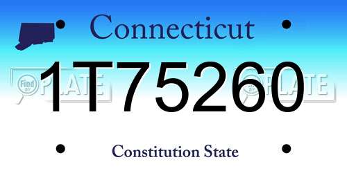 1T75260 Connecticut License Plate
