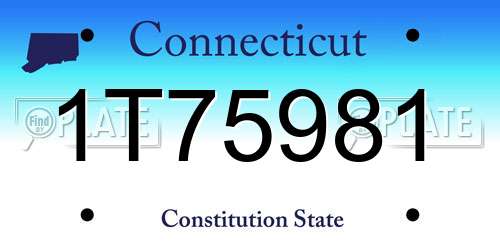1T75981 Connecticut License Plate
