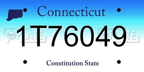 1T76049 Connecticut License Plate