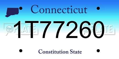 1T77260 Connecticut License Plate