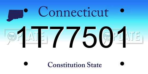1T77501 Connecticut License Plate