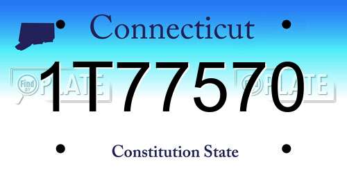 1T77570 Connecticut License Plate